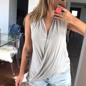 HELMUT LANG SILK DRAPE TOP